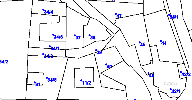 Parcela st. 39 v KÚ Spešov, Katastrální mapa