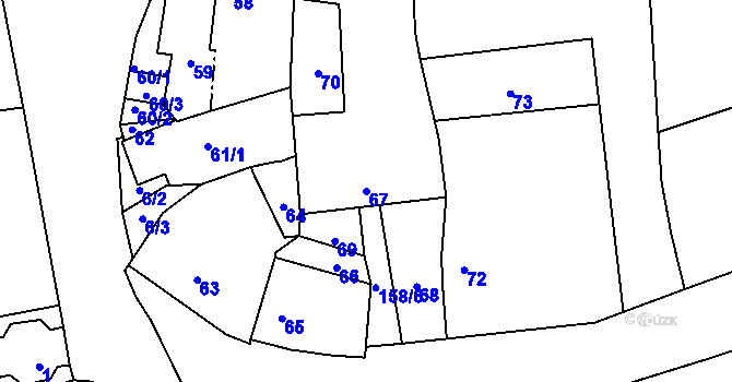 Parcela st. 67 v KÚ Spešov, Katastrální mapa