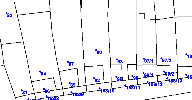 Parcela st. 90 v KÚ Spešov, Katastrální mapa