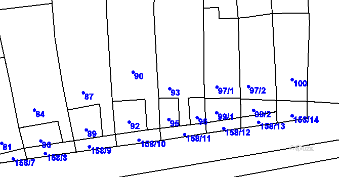 Parcela st. 93 v KÚ Spešov, Katastrální mapa