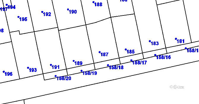 Parcela st. 187 v KÚ Spešov, Katastrální mapa