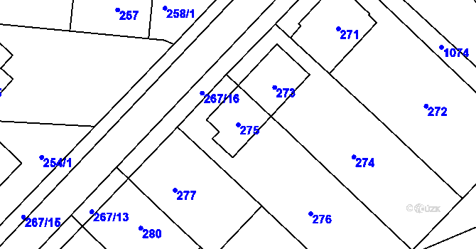 Parcela st. 275 v KÚ Spešov, Katastrální mapa