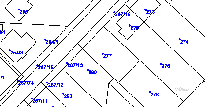 Parcela st. 277 v KÚ Spešov, Katastrální mapa