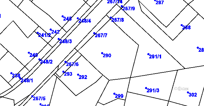 Parcela st. 290 v KÚ Spešov, Katastrální mapa