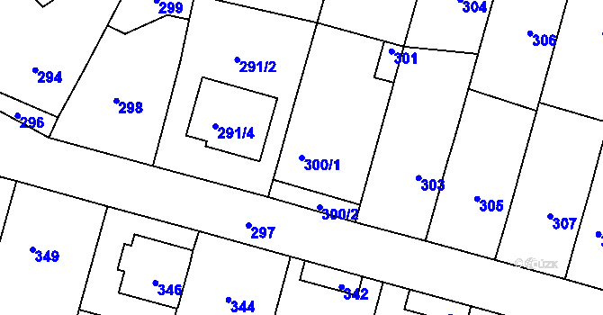 Parcela st. 300/1 v KÚ Spešov, Katastrální mapa