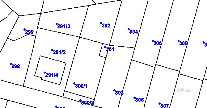 Parcela st. 301 v KÚ Spešov, Katastrální mapa