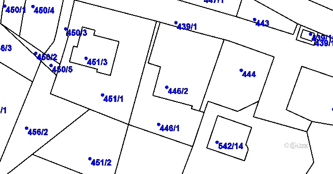 Parcela st. 446/2 v KÚ Spešov, Katastrální mapa