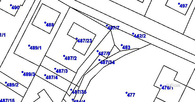 Parcela st. 487/9 v KÚ Spešov, Katastrální mapa