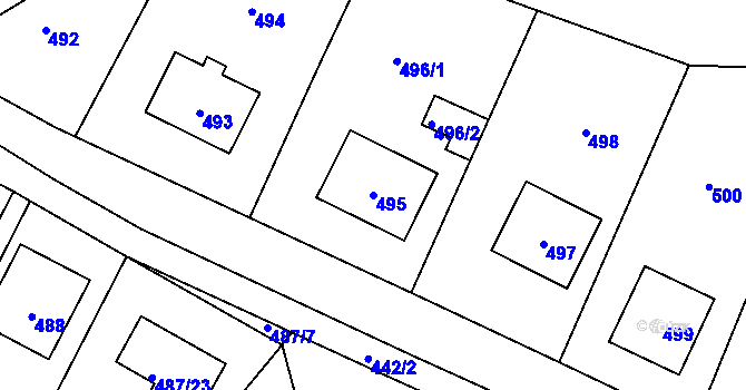 Parcela st. 495 v KÚ Spešov, Katastrální mapa