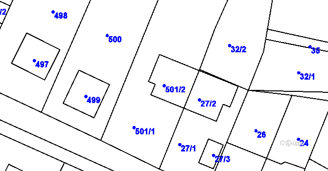 Parcela st. 501/2 v KÚ Spešov, Katastrální mapa