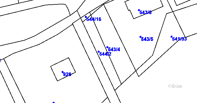 Parcela st. 544/2 v KÚ Spešov, Katastrální mapa