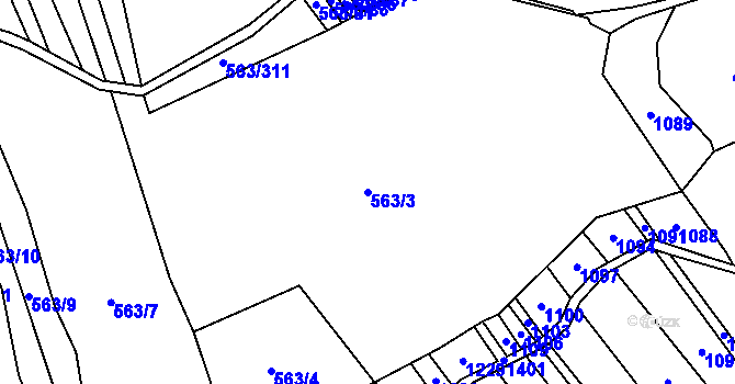 Parcela st. 563/3 v KÚ Spešov, Katastrální mapa