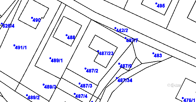 Parcela st. 487/23 v KÚ Spešov, Katastrální mapa
