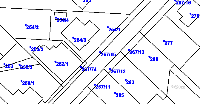 Parcela st. 267/15 v KÚ Spešov, Katastrální mapa