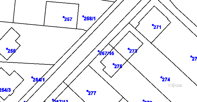 Parcela st. 267/16 v KÚ Spešov, Katastrální mapa