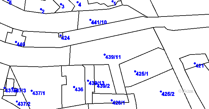 Parcela st. 439/11 v KÚ Spešov, Katastrální mapa