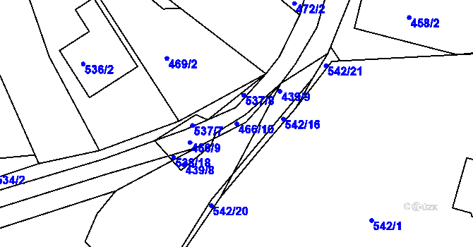 Parcela st. 466/10 v KÚ Spešov, Katastrální mapa