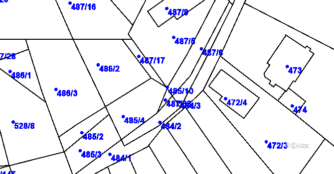 Parcela st. 485/10 v KÚ Spešov, Katastrální mapa