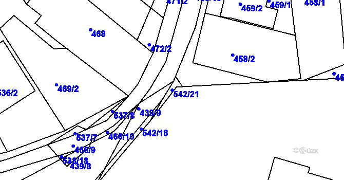 Parcela st. 542/21 v KÚ Spešov, Katastrální mapa