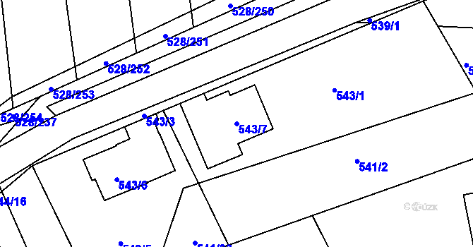 Parcela st. 543/7 v KÚ Spešov, Katastrální mapa
