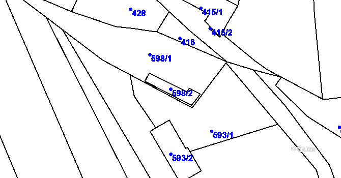 Parcela st. 598/2 v KÚ Spešov, Katastrální mapa
