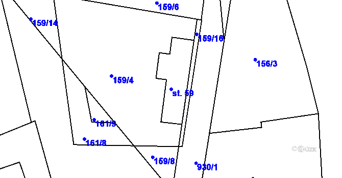 Parcela st. 59 v KÚ Spolí u Ledenic, Katastrální mapa