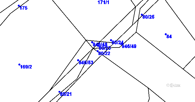Parcela st. 80/22 v KÚ Spolí u Ledenic, Katastrální mapa