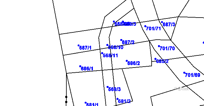 Parcela st. 568/11 v KÚ Spolí u Ledenic, Katastrální mapa