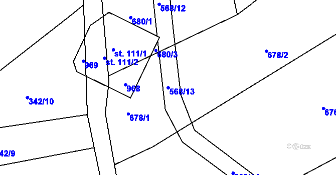 Parcela st. 568/13 v KÚ Spolí u Ledenic, Katastrální mapa