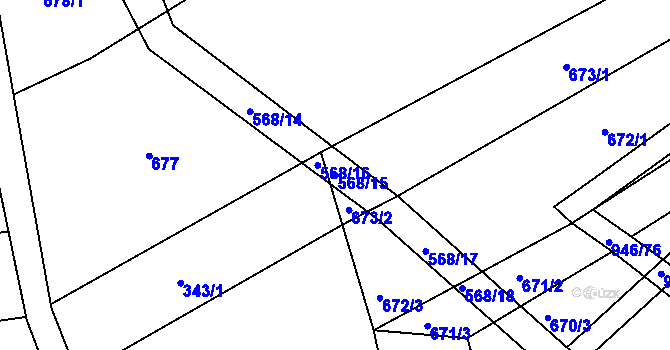 Parcela st. 568/15 v KÚ Spolí u Ledenic, Katastrální mapa