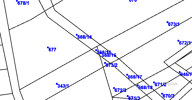 Parcela st. 568/16 v KÚ Spolí u Ledenic, Katastrální mapa