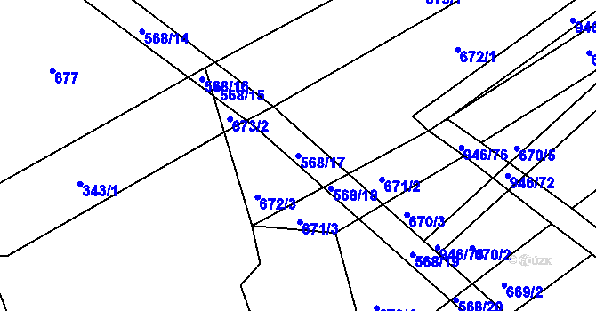 Parcela st. 568/17 v KÚ Spolí u Ledenic, Katastrální mapa