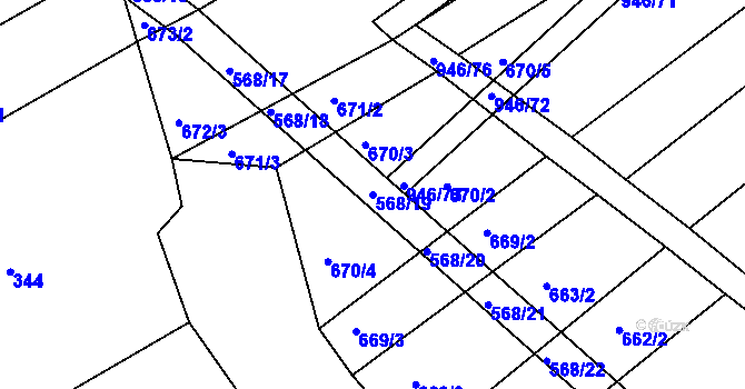 Parcela st. 568/19 v KÚ Spolí u Ledenic, Katastrální mapa