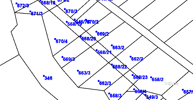 Parcela st. 568/21 v KÚ Spolí u Ledenic, Katastrální mapa