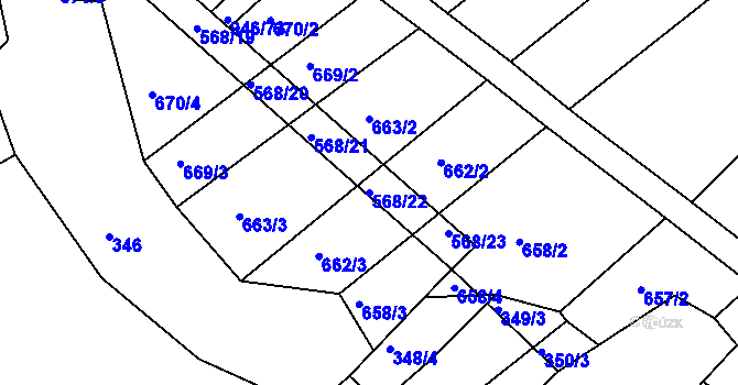 Parcela st. 568/22 v KÚ Spolí u Ledenic, Katastrální mapa