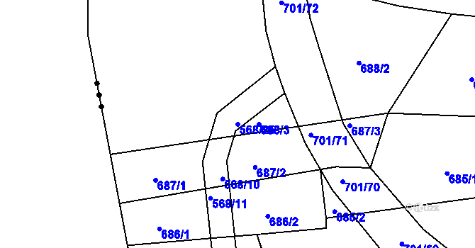 Parcela st. 568/25 v KÚ Spolí u Ledenic, Katastrální mapa
