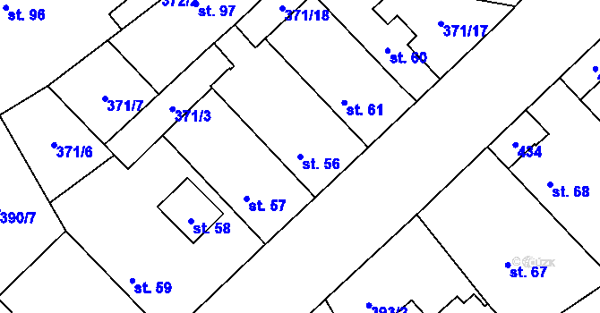 Parcela st. 56 v KÚ Spomyšl, Katastrální mapa
