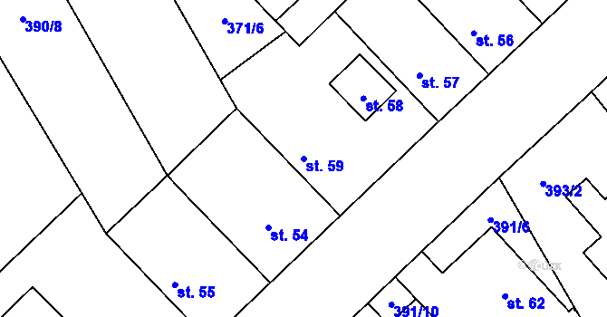 Parcela st. 59 v KÚ Spomyšl, Katastrální mapa