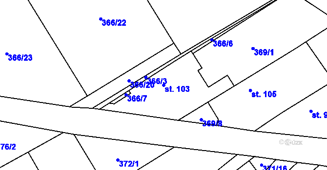 Parcela st. 103 v KÚ Spomyšl, Katastrální mapa
