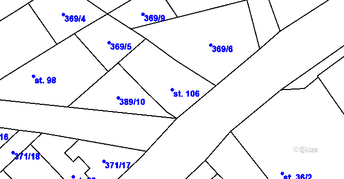 Parcela st. 106 v KÚ Spomyšl, Katastrální mapa