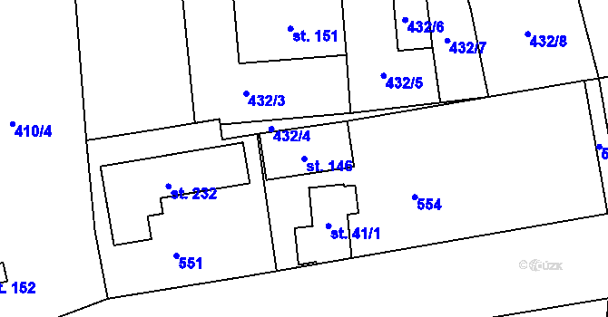 Parcela st. 146 v KÚ Spomyšl, Katastrální mapa