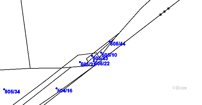 Parcela st. 505/10 v KÚ Spomyšl, Katastrální mapa
