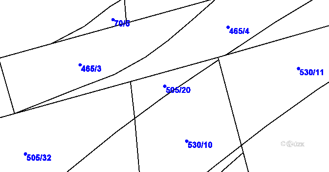 Parcela st. 505/20 v KÚ Spomyšl, Katastrální mapa