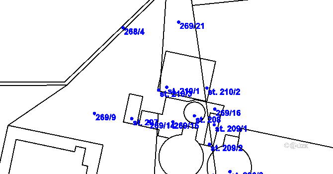 Parcela st. 210/1 v KÚ Spomyšl, Katastrální mapa