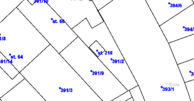 Parcela st. 218 v KÚ Spomyšl, Katastrální mapa