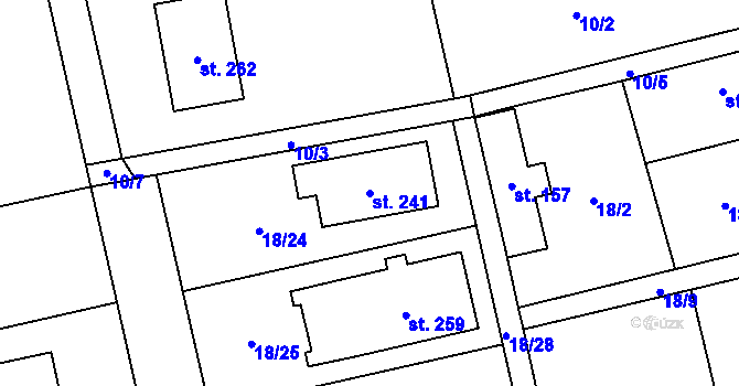 Parcela st. 241 v KÚ Spomyšl, Katastrální mapa