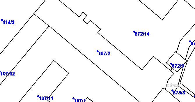Parcela st. 107/2 v KÚ Spořice, Katastrální mapa