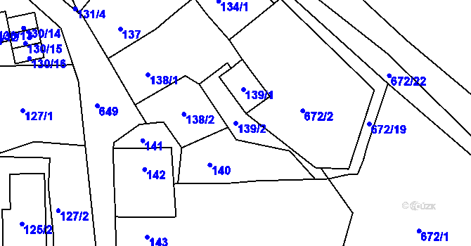 Parcela st. 139/2 v KÚ Spořice, Katastrální mapa