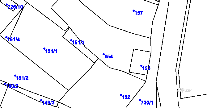 Parcela st. 154 v KÚ Spořice, Katastrální mapa