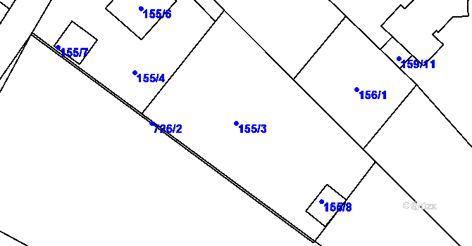 Parcela st. 155/3 v KÚ Spořice, Katastrální mapa